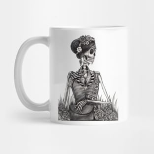 Female skeleton fashion model day of the dead. Mug